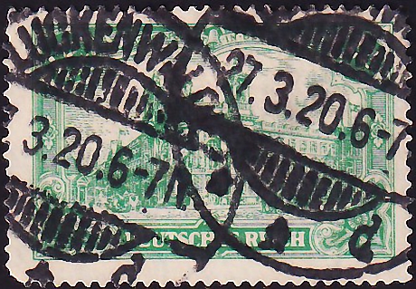 Германия , рейх . 1920 год . Главное почтовое отделение, Берлин , 1,25 m . Каталог 2,75 фунта. 